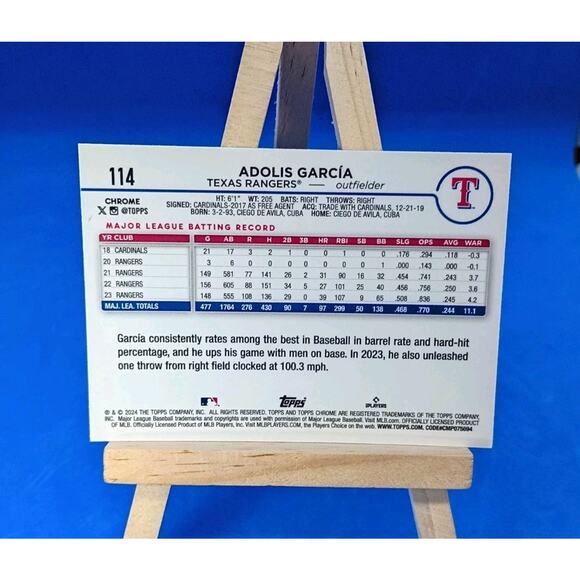 2024 Topps Chrome - Adolis Garcia #114 RayWave Refractor - Picture 6 of 6